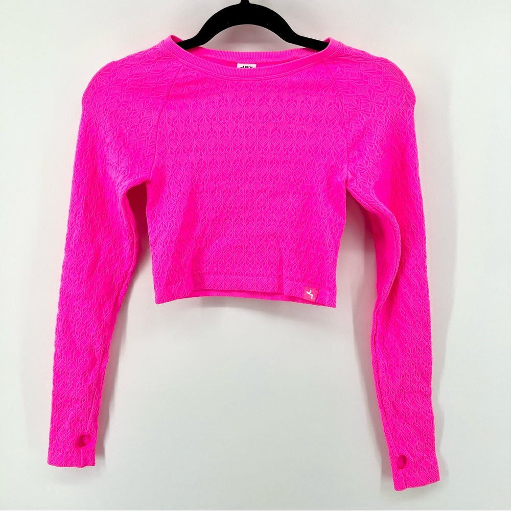 JoyLab ribbed seamless long sleeve cropped top Hot Pink small